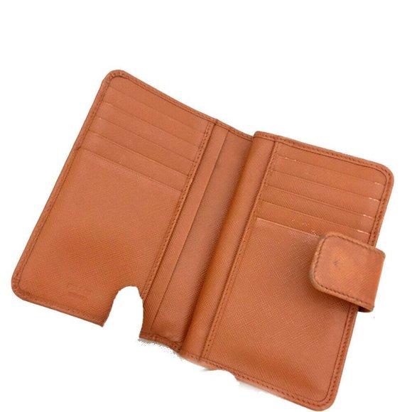 PRADA Burnt Orange Saffiano Leather Zip Around Style Large Clutch Wallet - Picture 5 of 7